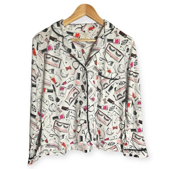 Kate Spade Loungewear Dream A Little Dream Cosmetic Makeup Pajama Top size L - Picture 6 of 12